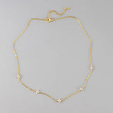 Stainless Steel 4 Leaf CZ Necklace - 2 Colours - 2 Designs