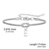 Stainless Steel Initial Love Knot Double Snake Chain Bracelet - 2 Colours - 26 Letters