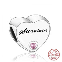 925 Silver Pink CZ Family Heart Charm - 50 Options