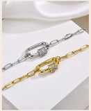 Stainless Steel Paperclip CZ Necklace - 2 Colours