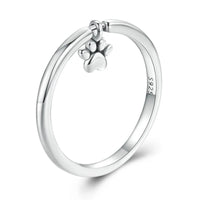 925 Sterling Silver Hanging Pet Paw Ring