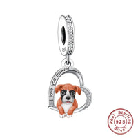 925 Silver Love You Forever Dog Hanging Charm - 33 Options
