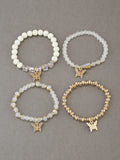 4Pcs Butterfly Beaded Bracelet Set - 7 Colours