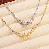 Fashion Cubic Zirconia Bow Love Heart Necklace - 3 Colours