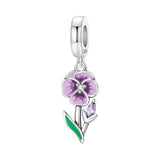 925 Sterling Silver Flower/Leaf Themed Hanging Charm - 25 Options