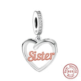 925 Silver Female Family Hanging Heart Charm - 5 Options