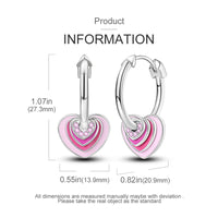 925 Sterling Silver Layered Pink Hearts Earrings