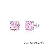 925 Sterling Silver Rose Cut Cubic Zirconia Stud Earrings - 10 Colours