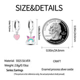 925 Sterling Silver UniRainbow and Heart Hoop Earrings