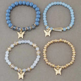 4Pcs Butterfly Beaded Bracelet Set - 7 Colours