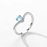 925 Sterling Silver Moonstone Wishbone Ring