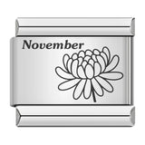 Stainless Steel Birthday Flower Italian Charm -- 12 Options