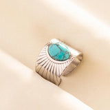Stainless Steel Turquoise Colour Open Ring - 56 Options