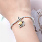 925 Sterling Silver CZ Number Heart Hanging Charm - 24 Options
