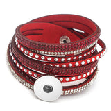 Fashion Multi-layer Wide Cuff Pu Leather 18mm Snap Bracelet - 26 Options
