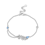 925 Sterling Silver CZ Peacock Feather Bracelet - 5 Sizes