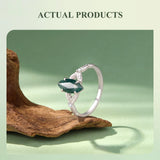 925 Sterling Silver Moss Agate Leaf Stackable Ring - 2 Options