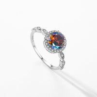 925 Sterling Silver Round Rainbow CZ Ring