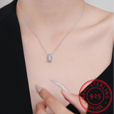 925 Sterling Silver Emerald Cut CZ Pendant Necklace - 9 Colours