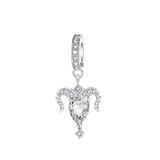 925 Sterling Silver Star Zodiac Sign CZ Hanging Charm - 12 Options