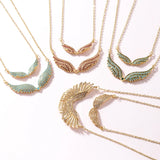 Stainless Steel Full Pave Angel Wing Necklace - 11 Options