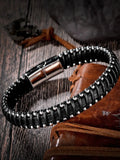Stainless Steel Braided Rope Leather Bracelet - 5 Designs