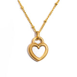 Stainless Steel Black and White Double-sided Heart Necklace/Earrings - 2 Colours
