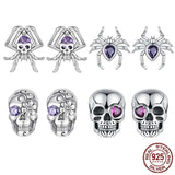 925 Sterling Silver Spider/Skull Cubic Zirconia Earrings - 4 Options