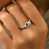 925 Sterling Silver Royal Blue Oval CZ Ring