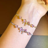 Fashion Pink Cubic Zirconia Bow Bracelet - 2 Options