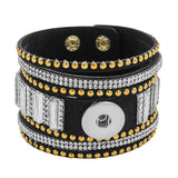 Fashion Multi-layer Wide Cuff Pu Leather 18mm Snap Bracelet - 26 Options