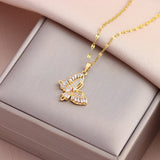 Fashion Stainless Steel Gold Colour Butterfly Pendant Necklace - 6 Options