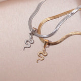 Titanium Steel Flat Snake Chain Necklace - 2 Colours