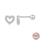 925 Sterling Silver Dainty Cubic Zirconia Heart Earrings - 2 Colours