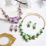 Fashion 2pc Floral Necklace and Earrings Set - 6 Colours