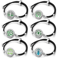 Leather Stainless Steel Aromatherapy Tree of Life Bracelet - 30 Options