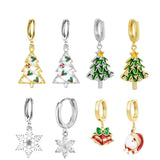 925 Sterling Silver Christmas Hoop Hanging Earrings - 14 Options