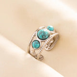 Stainless Steel Turquoise Colour Open Ring - 56 Options