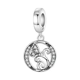 925 Sterling Silver CZ Butterfly/Letter Hanging Charm