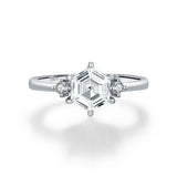 925 Sterling Silver Hexagon Cubic Zirconia Ring