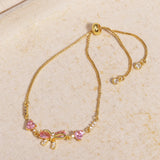 Fashion Pink Cubic Zirconia Bow Bracelet - 2 Options