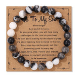 Natural Stone Family Themed Bead Bracelet - 3 sizes - 33 Options
