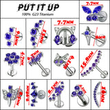 Titanium Purple Flower Zirconia Body Piercing Stud - 11 Sizes