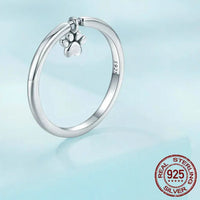 925 Sterling Silver Hanging Pet Paw Ring