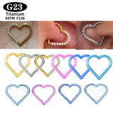 G23 Titanium Heart Nose/Ear Body Hoop - 2 Sizes - 13 Options