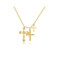 925 Sterling Silver Triple Cross CZ Necklace- 2 Colours