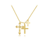 925 Sterling Silver Triple Cross CZ Necklace- 2 Colours