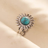 Stainless Steel Turquoise Colour Open Ring - 56 Options