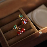 Fashion Red Zircon Cherry Stud Earrings