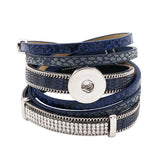 Fashion Multi-layer Wide Cuff Pu Leather 18mm Snap Bracelet - 26 Options